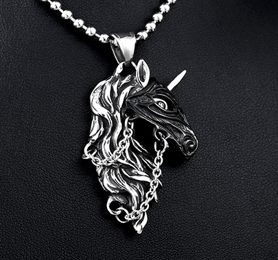 Řetízek kůň a dívka (ocel)
