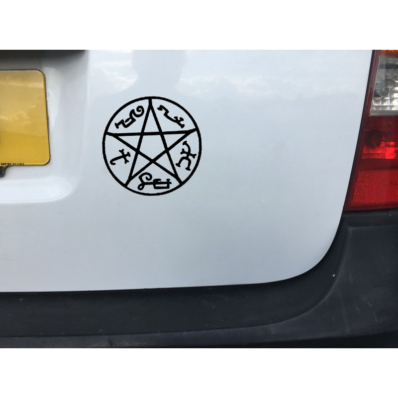 Samolepka (na auto, notebook) Supernatural (Lovci duchů) - pentagram - černá