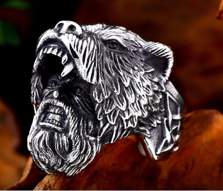 Prsten medvěd - ocelový
