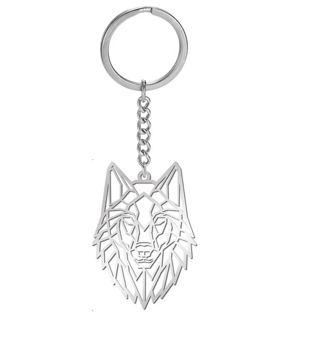 Klíčenka vlk (ocel) 2 - zlatá
