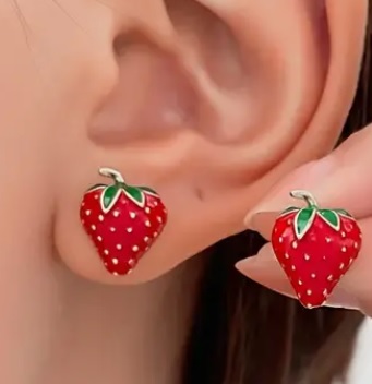 Náušnice jahoda - ocel
