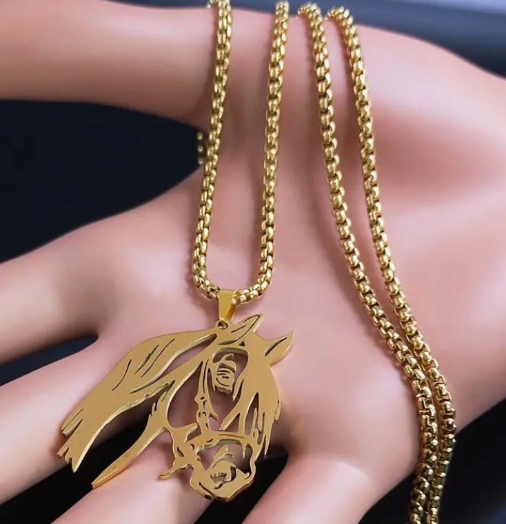 Řetízek kůň (ocel) 8 - zlatá