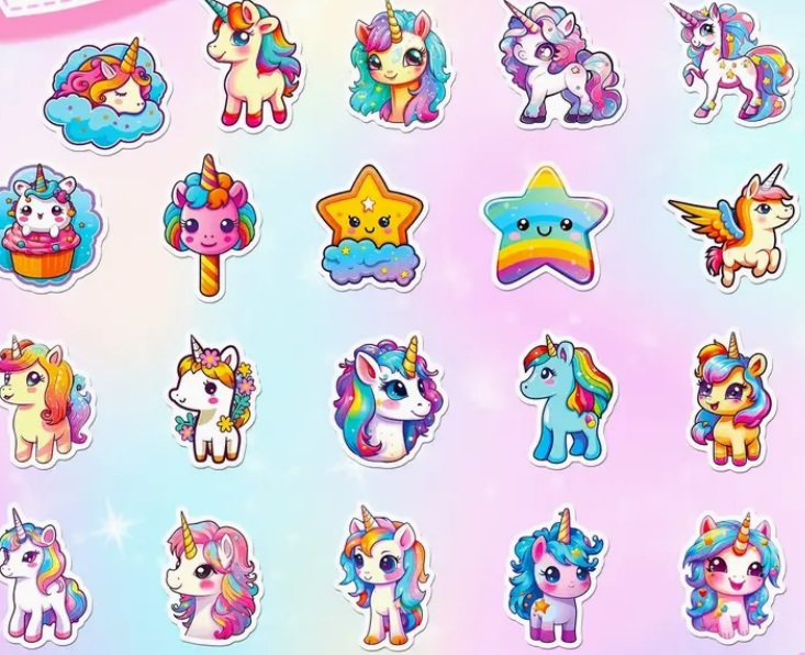 Set 49 samolepek jednorožec