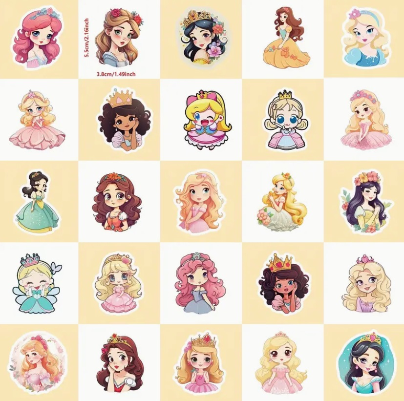 Set 50 samolepek princezna