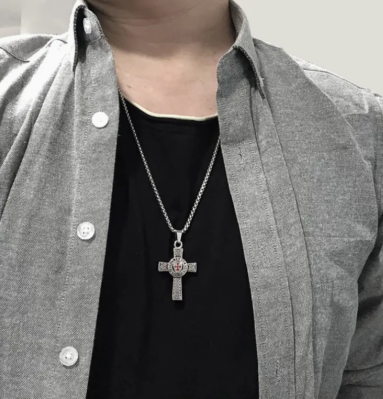 Řetízek templářský kříž (ocel)