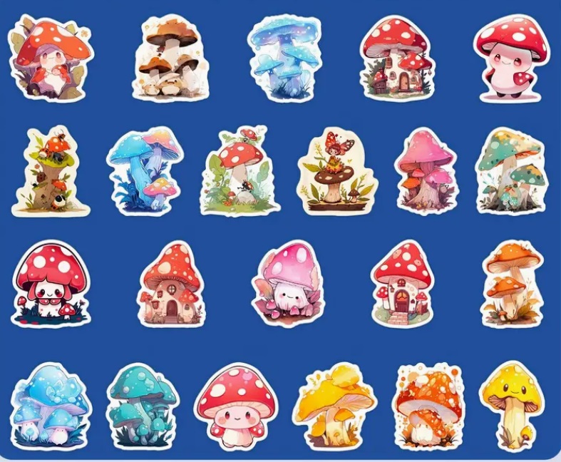 Set 50 samolepek houby (2)