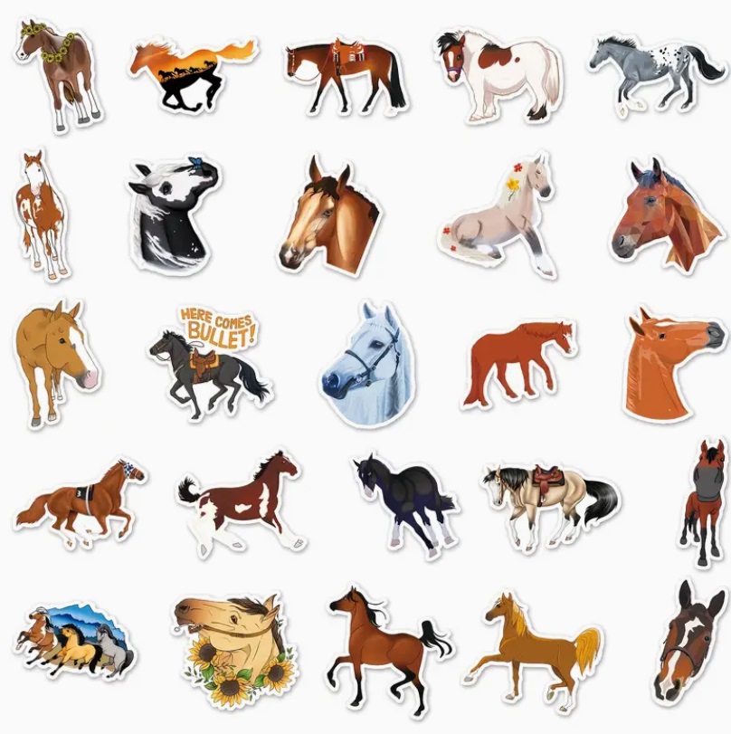 Set 50 samolepek kůň (3)