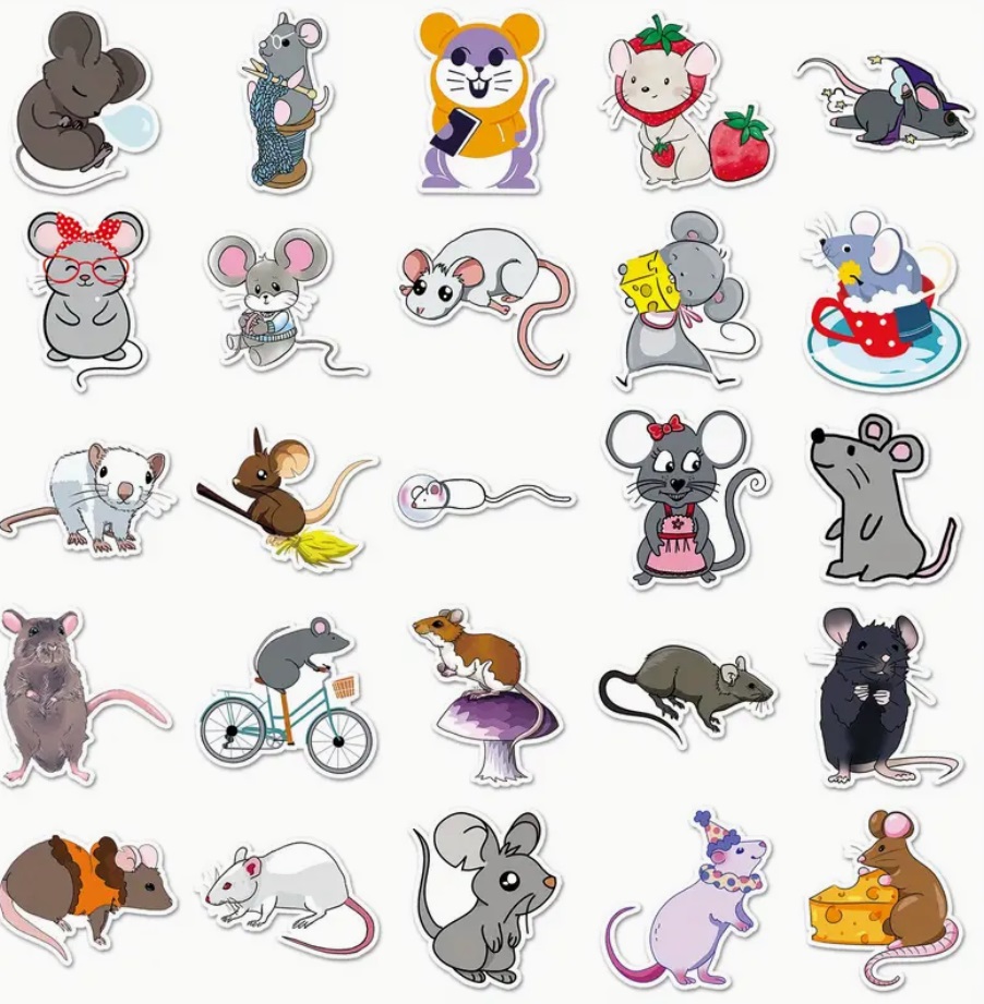 Set 50 samolepek myš