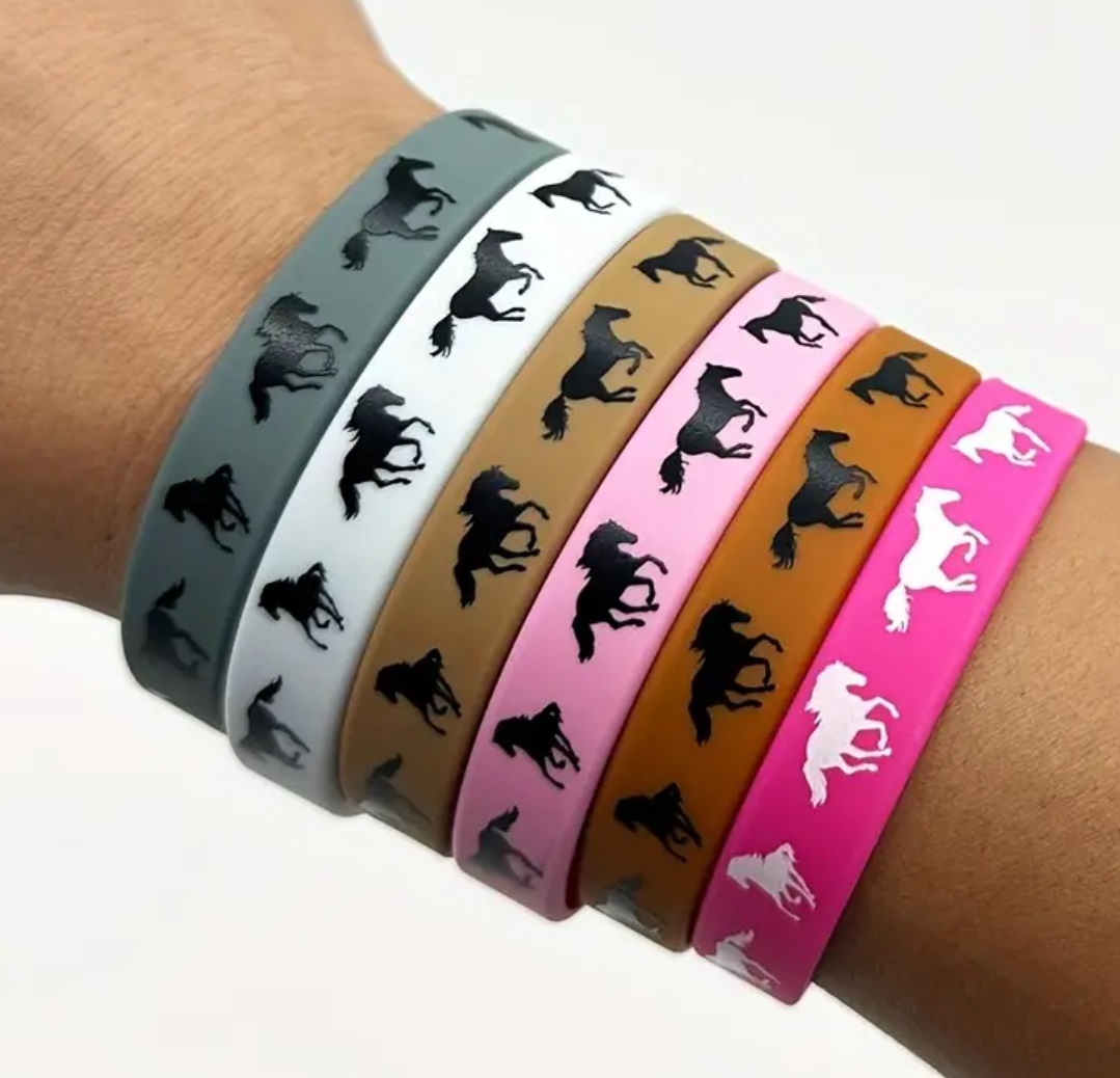 Gumový náramek kůň - šedá