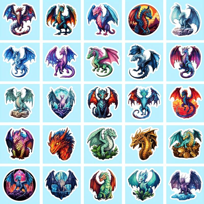 Set 50 samolepek drak (2)