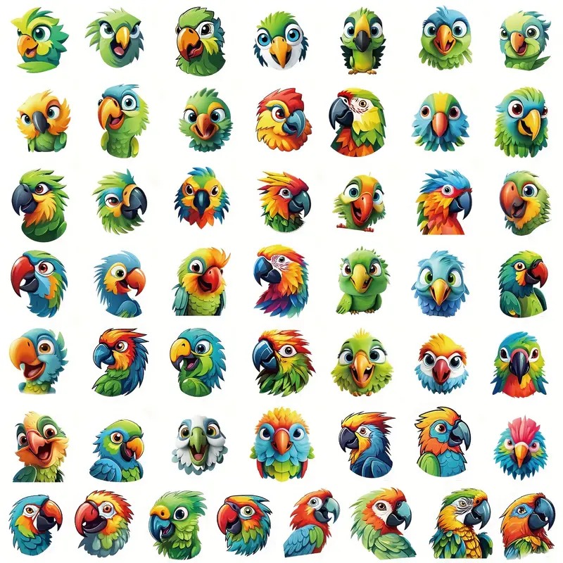 Set 50 samolepek papoušek