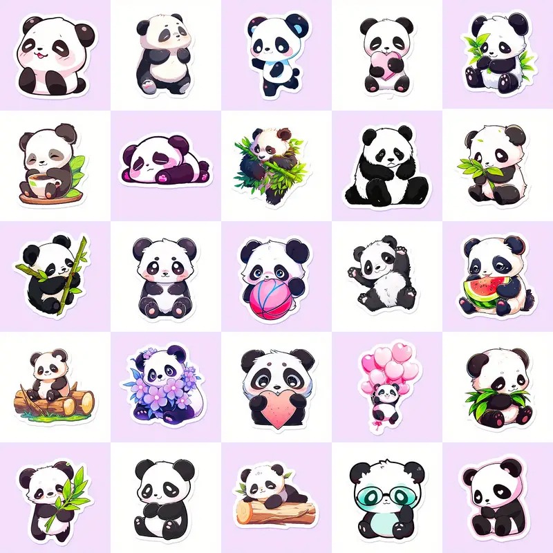Set 50 samolepek panda (4)