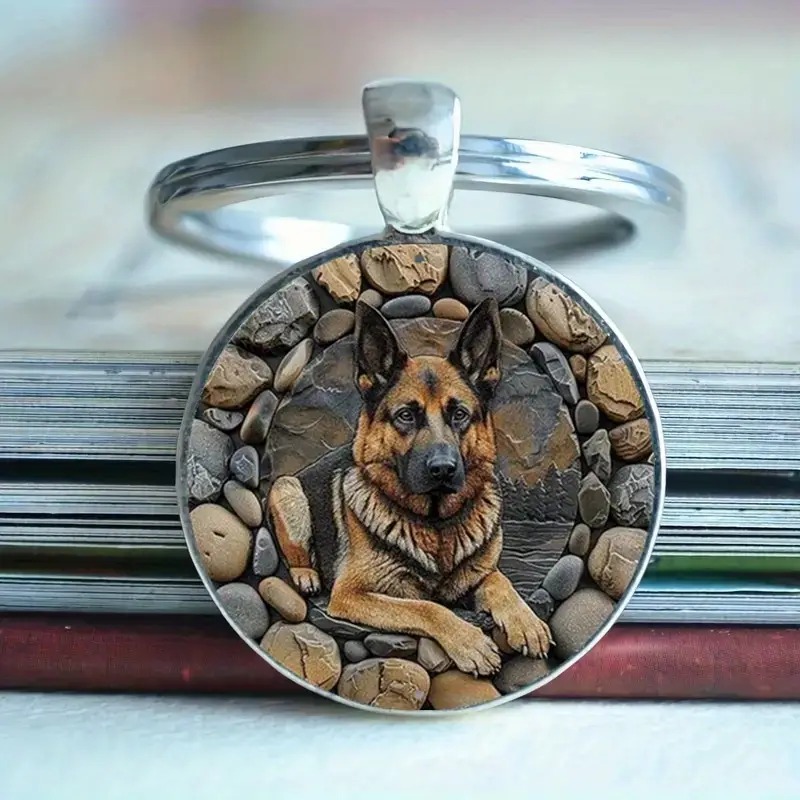 Klíčenka pes - německý ovčák - ocel