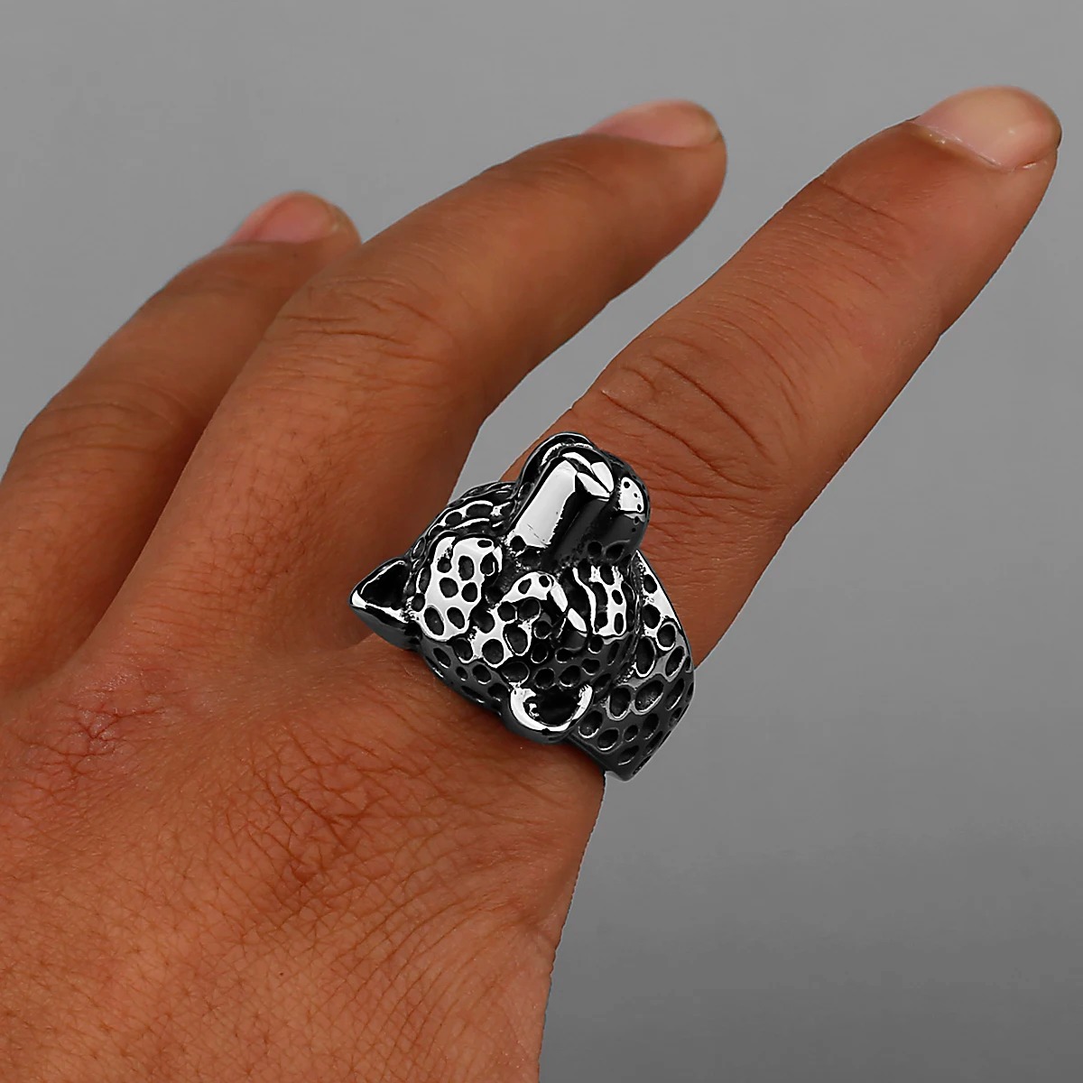 Prsten leopard - ocelový
