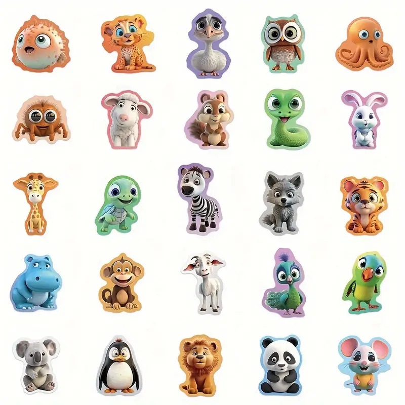 Set 50 samolepek zvířátka (4)