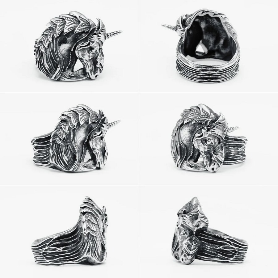 Prsten jednorožec - ocelový