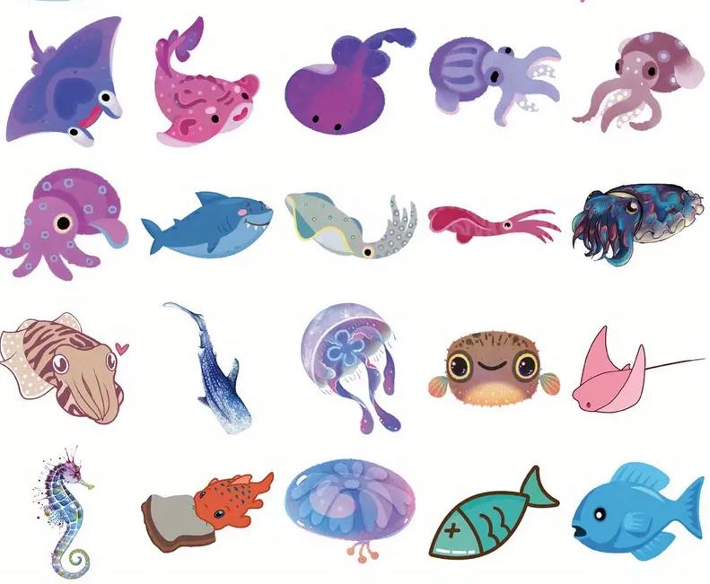 Set 50 samolepek podmořský život (3)