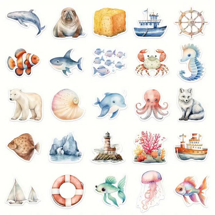 Set 50 samolepek podmořský život a jiné