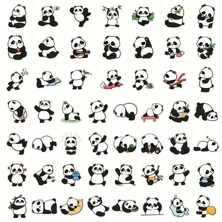 Set 53 samolepek panda (2)