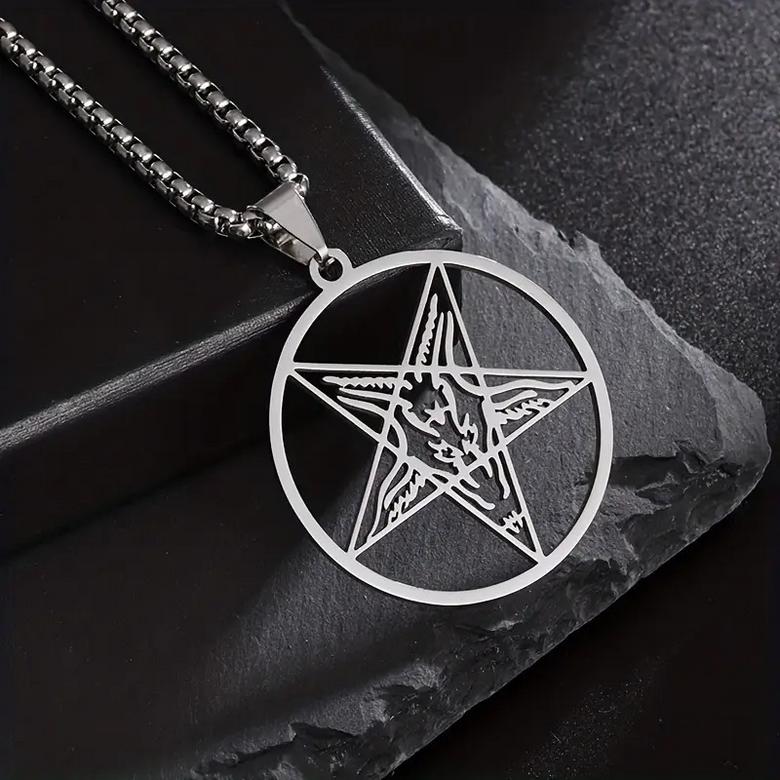 Řetízek pentagram s kozlem (ocelový) 2