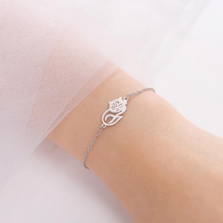 Náramek kočka (ocelový) 10