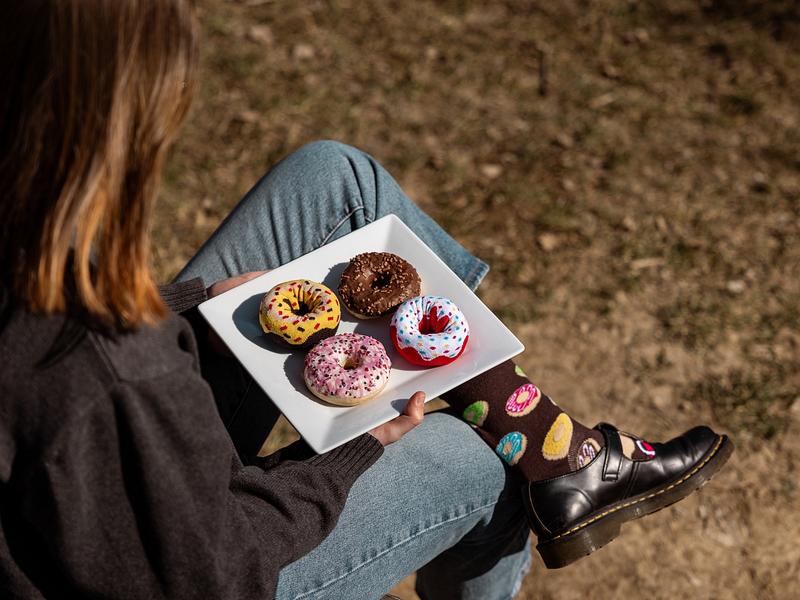 Ponožky kobliha donut - černá
