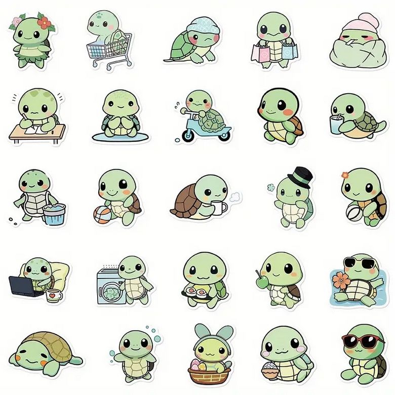 Samolepky želva - 50 ks (3)