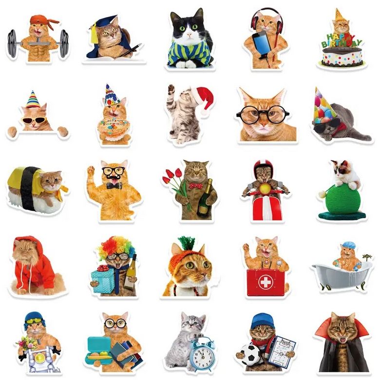 Set 50 samolepek kočka (11)
