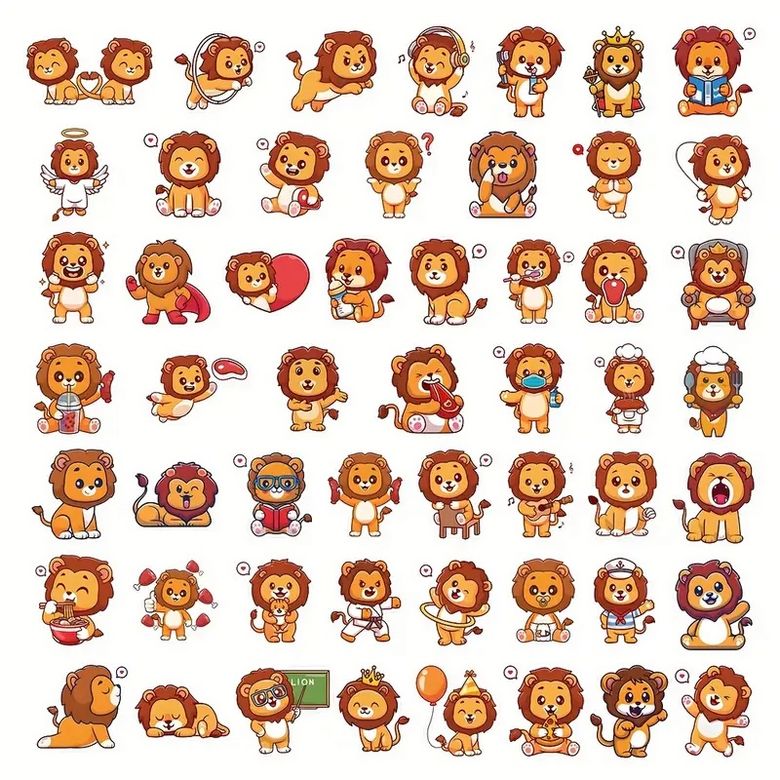 Set 50 samolepek lev (3)