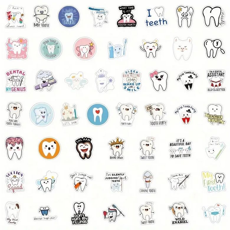 Set 50 samolepek zub (3)