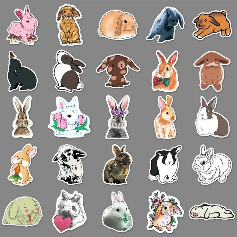 Set 50 samolepek zajíček králíček (3)