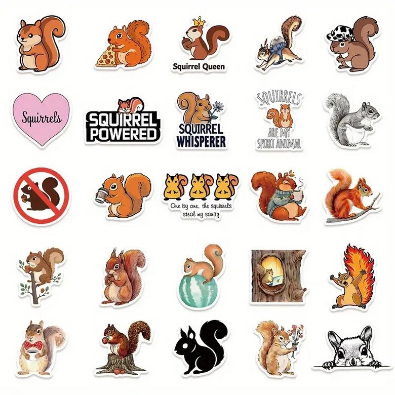 Set 50 samolepek veverka