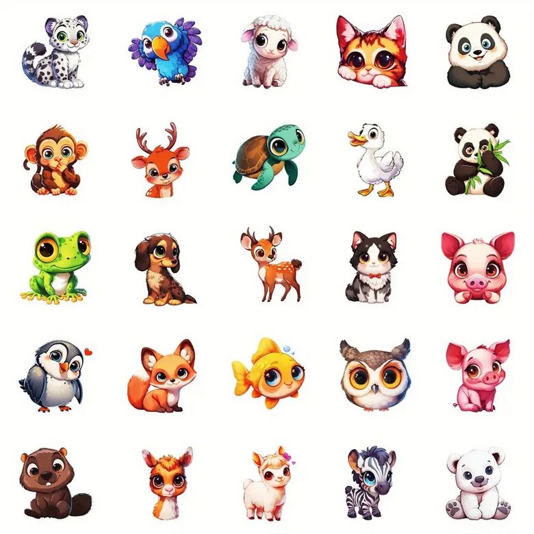 Set 50 samolepek zvířátka (6)