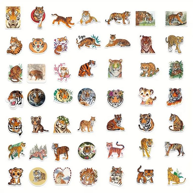 Set 50 samolepek tygr