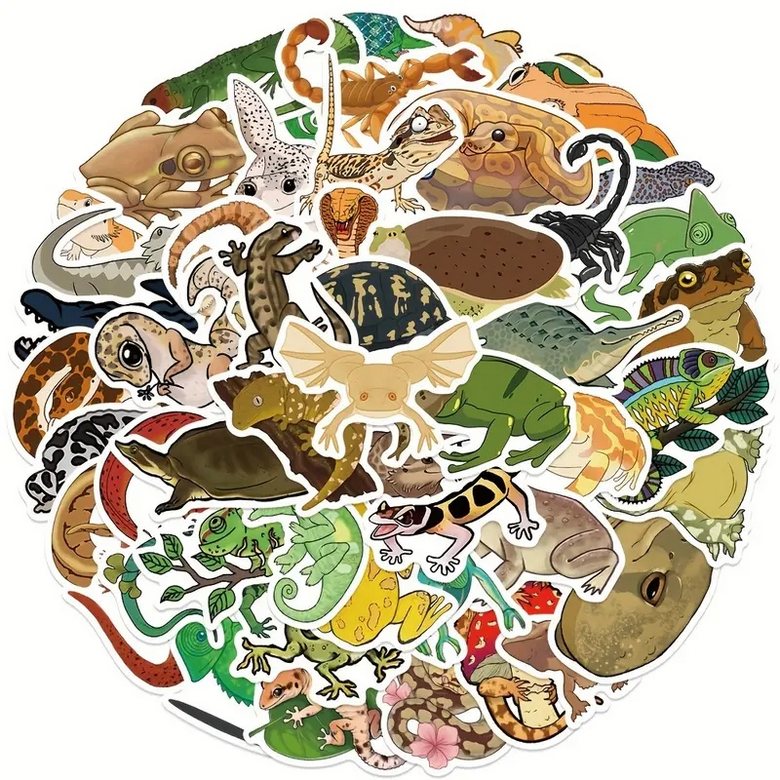 Set 50 samolepek ještěrka a žába