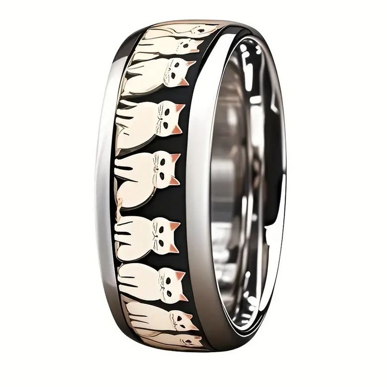 Prsten kočka - ocelový (7)