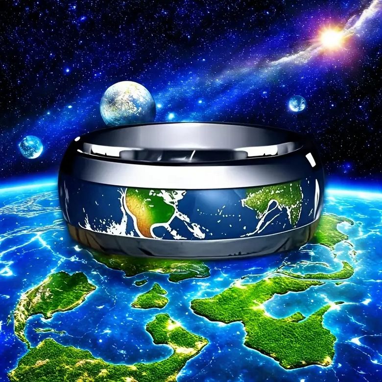 Prsten Planeta Země (ocelový)