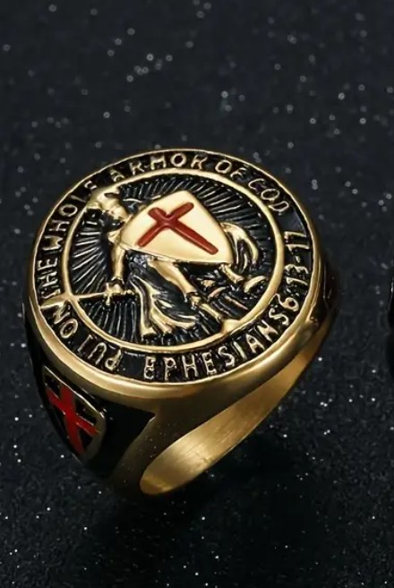 Prsten templářský rytíř - ocelový (zl)