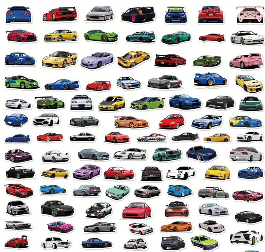Set 100 samolepek auta 