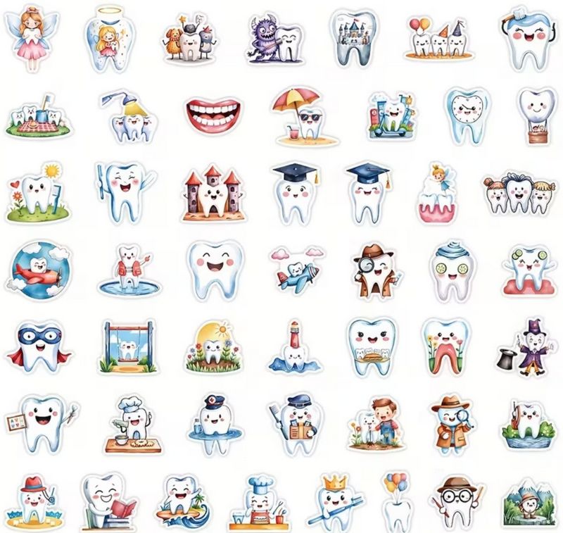 Set 50 samolepek zub (4)