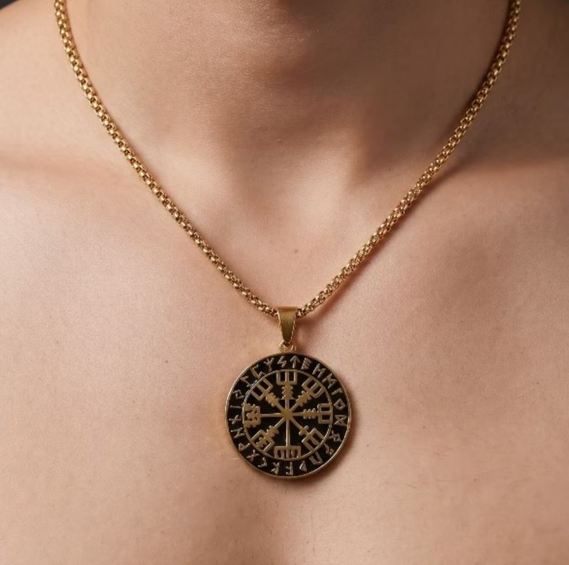 Řetízek Vegvísir - kompas (13) - ocelový