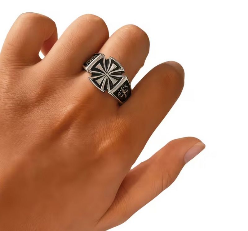 Prstýnek kříž (ocelový) 10