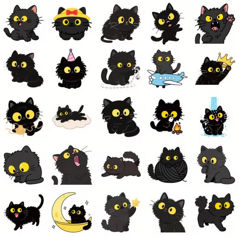 Set 50 samolepek kočka (16)