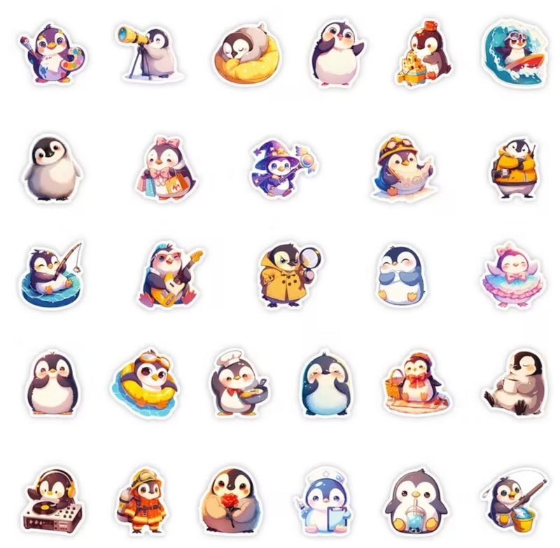 Set 60 samolepek tučňák