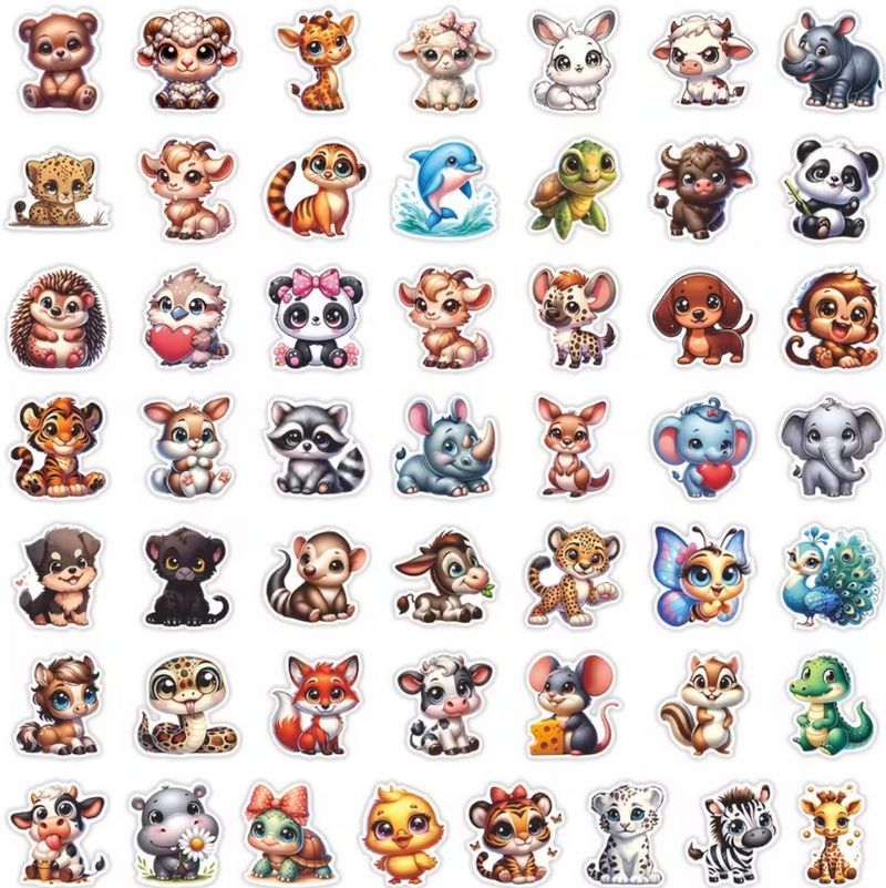 Set 50 samolepek zvířátka (8)