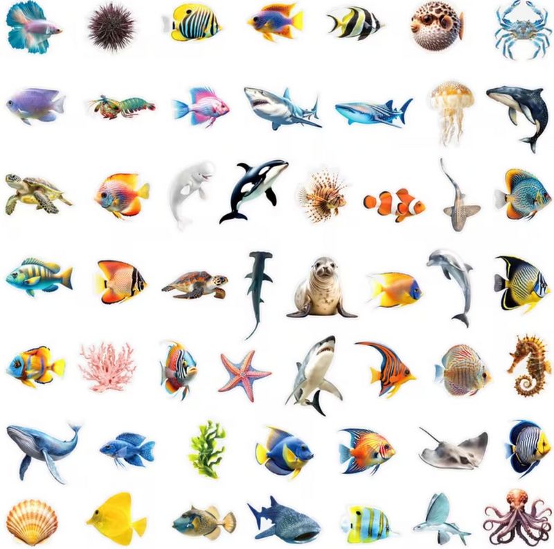 Set 50 samolepek podmořský život (6)