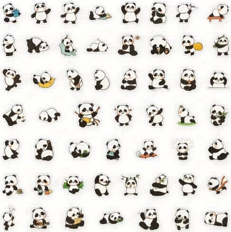 Set 50 samolepek panda (7)