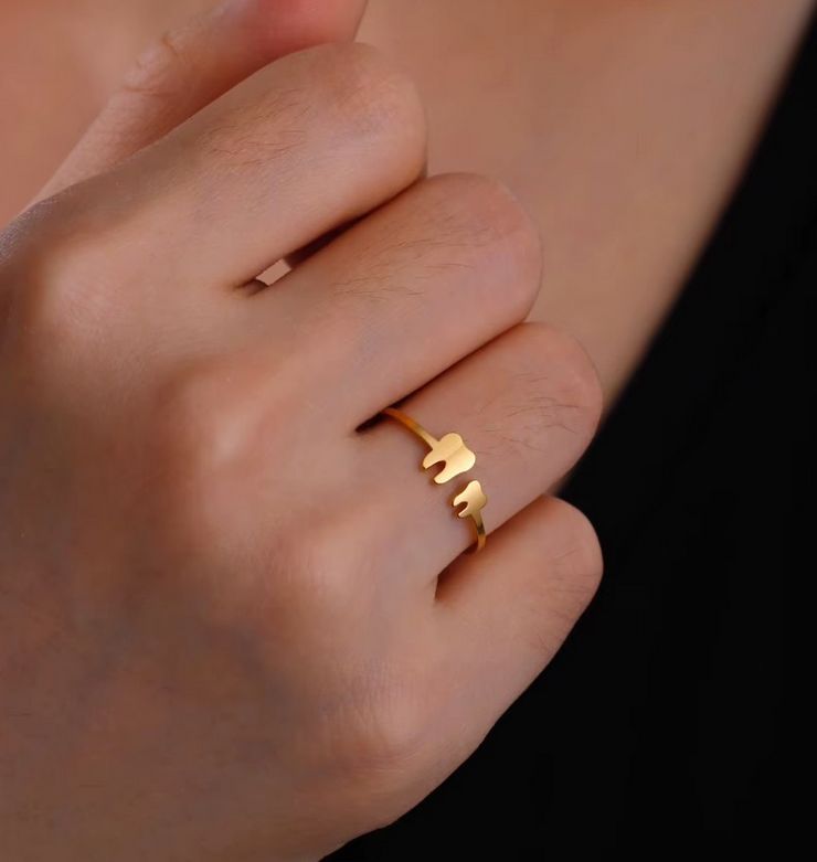 Prsten zuby (ocel) - zlatá