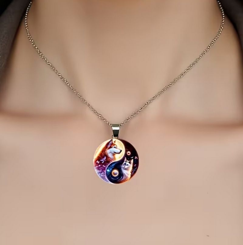 Řetízek Yin yang (28) - kočka a vlk