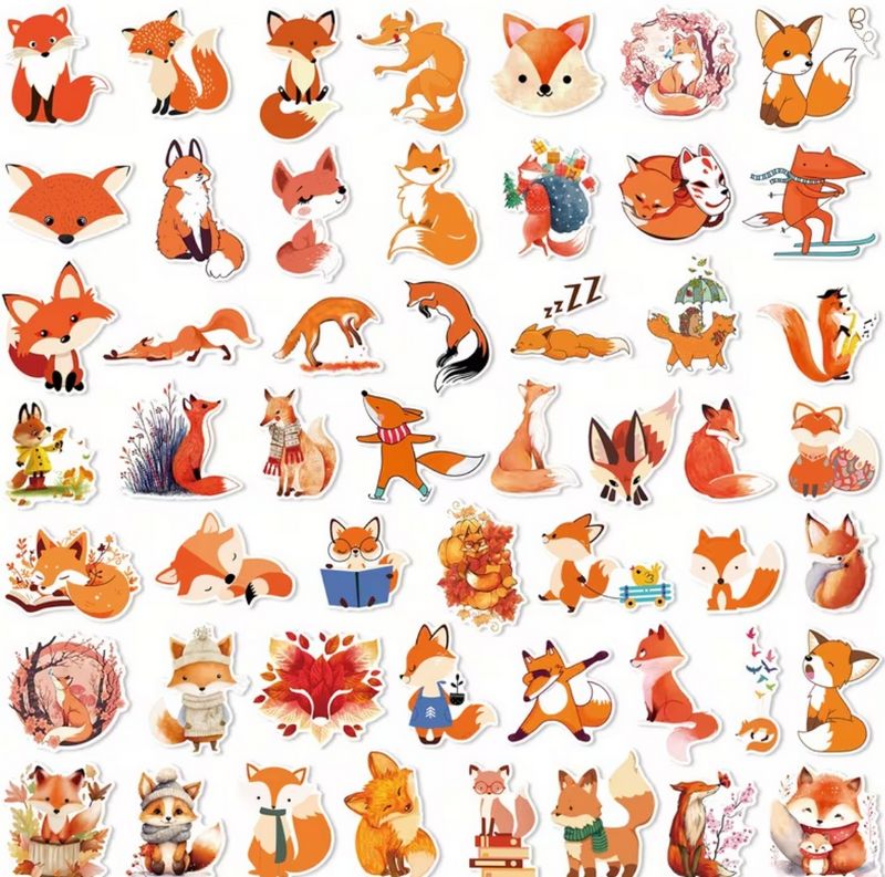 Set 50 samolepek liška (2)